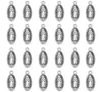 YionZian 100 Pieces Mini Virgen De Guadalupe Charms Alloy Oval Virgin Mary Pendant Bulk for DIY Mexican Bracelets Earring Necklace Jewelry Making, Zinc, No Gemstone