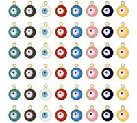 YionZian 100Pcs/200Pcs Gold Evil Eye Charm Bulk Alloy Enamel Colorful Turkish Eye Charm Pendant For DIY Bracelet Earring Jewelry Making, Enamel Zinc, No Gemstone