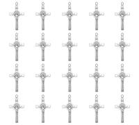 YionZian 50Pcs Metal Religion Saint Benedict Medal Cross Charm Rosary Centre INRI Crucifix Pendants Beads for DIY Bracelet Necklace Jewelry Making Supplies, Zinc, No Gemstone