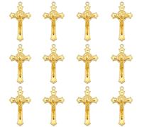 YionZian 50Pcs Metal Religion Saint Benedict Medal Cross Charm Rosary Centre INRI Crucifix Pendants Beads for DIY Bracelet Necklace Jewelry Making Supplies, Zinc, No Gemstone