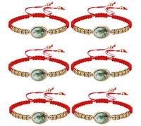 YionZian 6 Pieces Virgen de Guadalupe Bracelet San Judas Bracelet Handmade Braided Adjustable String Cord Beads for Religious Protection Women Men, L, Nylon, Rhinestone