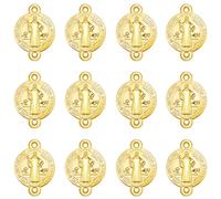 YionZian 60 Pieces Metal Round Religious San Judas Charms with Two Loops Mexican Bracelets Medalla De San Benito Pendant Connector Link Charm DIY Catholic Jewelry Making, Zinc, No Gemstone