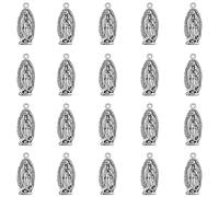 YionZian 60Pcs Metal Oval Cruz Del Perdon Catolica Virgen De Guadalupe Charms Religious Medalla De La Virgen Milagrosa Pendant for DIY Necklace Bracelet Jewelry Making, Zinc, No Gemstone