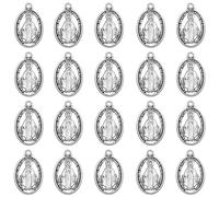 YionZian 60Pcs Metal Oval Cruz Del Perdon Catolica Virgen De Guadalupe Charms Religious Medalla De La Virgen Milagrosa Pendant for DIY Necklace Bracelet Jewelry Making, Zinc, No Gemstone