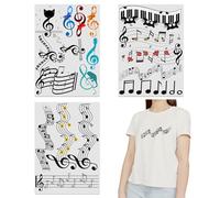 Yiootop 504 Piece 1 Inch Iron On Heat Transfer Letters and Numbers Alphabets Numbers Fabric Vinyl Letter DIY for Sport Jerseys T Shirts Clothes Slogan Printing Crafts Decoration (Music Notation)