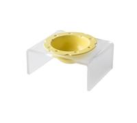 YIORYO Ceramic Elevated Raised Cat Bowls, Cat Food Dish with Acrylic Stand, Raised Cat Food or Water Bowls Anti Vomiting, Pet Bowl, Stress Free for Cats and Small Dogs(Yellow)