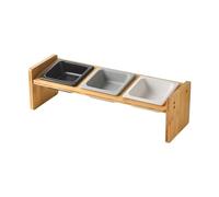 YIORYO Elevated Dog Bowl Stand - Raised Dog Bowl for Medium Dogs, Pet Feeder with 3 Ceramic Bowls, Feeding Dishes for Cats and Puppy