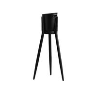 YIORYO Ice Bucket, Stainless Steel Wine Cooler with Stand - Party Drink Cooler Holder - Handles - Wine Chiller - Free Standing - Outdoor or Indoor Use (Grey : Black)