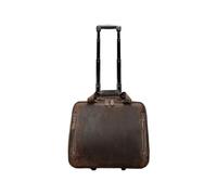 YIORYO Leather Rolling Case with Wheels - Roller Laptop Bag, Wheeled Briefcase for Women & Men, Carry On Size for Travel(D)
