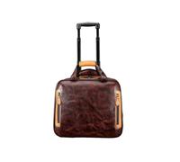YIORYO Leather Rolling Case with Wheels - Roller Laptop Bag, Wheeled Briefcase for Women & Men, Carry On Size for Travel(B)