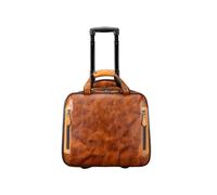 YIORYO Leather Rolling Case with Wheels - Roller Laptop Bag, Wheeled Briefcase for Women & Men, Carry On Size for Travel(A)