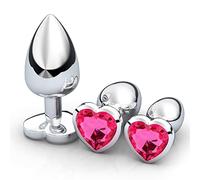 YIOTMOP 3Pcs Butt Plug Analspielzeug Anal Plug Trainer Heart Jewel BDSM Bondage Restraint Kit Fetish Anal Toys Adult Extreme Gay Sex Toys for Couples Women Men Beginner