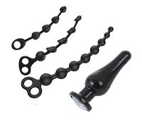 YIOTMOP 4 Pcs BDSM Butt Plug Anal Training Silicone Plug Anal Trainer Set Prostate Massager Sexual Stimulation Anal Beads Fetish Erotic Games Sex Adult Toy for Couples Beginner