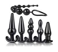 YIOTMOP 6 Pcs BDSM Butt Plug Anal Training Beginner Plug Anal Trainer Set Prostate Massager Silicone Anal Beads Fetish Erotic Games Sex Adult Toy for Couples