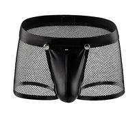 YIOTMOP Men's Boxer Shorts Leather Mesh Black (UK, Alpha, XL, Regular, Regular, Black)