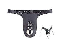 YIOTMOP Men's Chastity Belt Male SM Harness Leather Chasity Device with Cock Rings for Male Sexy Underwear Fetish Slave Erotic Costumes Bondage Games Sex Toys for Beginner Black