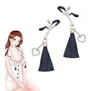 YIOTMOP Nipple Clamps with Hearts and Tassels Breast Clitoris Clamps Vaginal Clip Nipple Clips Labia Clamp BDSM Bondage Set SM Sex Games Toys for Couples Beginners Lovers