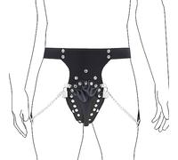 YIOTMOP SM Male Chastity Belt Leather Erotic Chastity Cage Belt with 3 Locks Slave Penis Cage Men Sexy Underwear Fetish Self Bondage Sex Games Toys Extreme