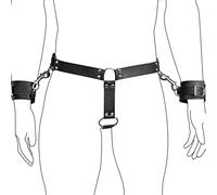 YIOTMOP SM Men's Leather Chastity Belt with Sex Handcuffs and Penis Ring Sexy Strings BDSM Bondage Restraint Kit Fetish Erotic Slave Sex Toys