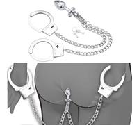 YIOTMOP Stainless Steel Butt Plug with Handcuffs Chain Bondage Restraint BDSM Kit Fetish Anal Toys Adult Sex Toys for Couples Women Men Beginner