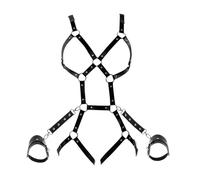 YIOTMOP Women's Body Harness Belt With Sex Handcuffs Punk Gothic Chest Strap Fetish Self Bondage Set Chest Harness SM Restraints Set Sex Toys Flirt For Extreme Love