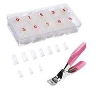 Yiouou Natural False Nails Fake Nails Artificial Nail Tips,500 Pcs Oval French Acrylic Style Fake Nails Tips with Box and Acrylic Nail Clipper for Women Girls Nail Art Salons and Home DIY,10 Sizes