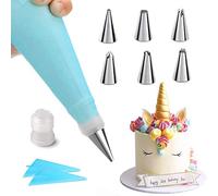 Yiouou Piping Bags and Nozzles Set 9 Pcs Cake Decorating Supplies Kit with 2 Silicone Icing Piping Cream Pastry Bag and 6 Piping nozzles,1Coupler for Cake DIY