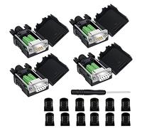 YIOVVOM DB9 Breakout Connector,DB9 Solderless RS232 D-SUB Male and Female Serial Adapters 9-Pin Port White Adapter to Terminal Connector Signal Module with case Set of 4