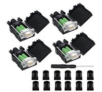YIOVVOM DB9 Breakout Connector,DB9 Solderless RS232 D-SUB Male Serial Adapters 9-Pin Port White Adapter to Terminal Connector Signal Module with case Set of 4