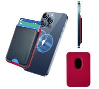 YIOYAHOME for Magsafe wallet magnetic phone wallet magnetic wallet for iPhone 16/15/14/13/12 Series, Minimalist Premium Leather Wallet, 1 Slot, Fit 3 Cards, Slim, Red Black