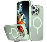 Yip.Z.Elephant Case for iPhone 12, Compatible with Magnetic Chargers, Military-Grade Protective Case, Built-in Stash Stand Phone Case, Scratch-Resistant Back Cover, Classic Series Light Green