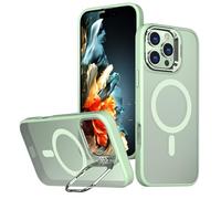 Yip.Z.Elephant Case for iPhone 15, Compatible with Magnetic Chargers, Military-Grade Protective Case, Built-in Stash Stand Phone Case, Scratch-Resistant Back Cover, Classic Series Light Green