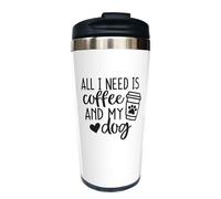 Yipaidel All I Need Is Coffee and My Dog Stainless Steel Travel Coffee Mug 13 OZ, Funny Insulated Water Bottle Tumbler Cup, Gifts For Sister Best Friends, Mothers Day Gift for Mom From Daughter