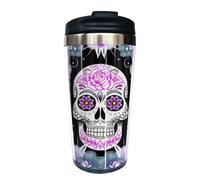 Yipaidel Floral Sugar Skull Insulated Stainless Steel Travel Mug 13 OZ - Leakproof Coffee Tumbler for Hot/Cold Drinks, Unique Birthday Gifts for Women, Aunt Sister Grandmother Friends