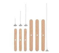 Yipakeh Candle Sand Wicks Set 200 Cotton Wicks 6 Wooden Holders DIY | 4 sizes 2.6-20cm clean burn low smoke short 11.4cm long 14.7cm wood holders center wick even burn gift home decor DIY craft
