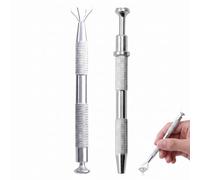 YIPFEN 2 Pieces Precision Tool Pliers Set with Four Jaw Chuck Interchangeable Jewelry Beads for Opening and Tightening Ball End Caps Aluminum Alloy (Short+Long)