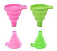 YIPFEN 4 Pieces Collapsible Silicone Funnels, 2 Sizes in Pink and Green, Kitchen Funnels Set for Liquid Oil Beer, Space-Saving Funnel for Home and Camping (Large and Small)