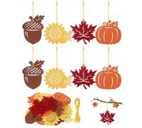 YIPFEN Autumn Hanging Decorations 8 Pieces Autumn Felt Leaves in 4 Colors with Hanging String Ready Hanging Window Decoration: Create a lasting cozy home ambience