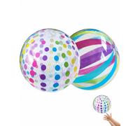 YIPFEN Pack of 2 Inflatable Water Balls, 40 cm, Dot & Coloured Hoop Set, Versatile Pool Toy for Safe Beach & Summer Outdoor Fun, Ideal for Family Parties and Water Games