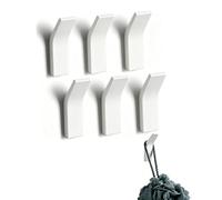 YIPFEN Pack of 6 Adhesive Hooks, White, Self-Adhesive, No Drilling, Space Aluminium Coat Hooks, Wall Coat Hooks, Towel Hooks, Strong Hooks for Bathroom, Bedroom, Kitchen, Acoustic Panels