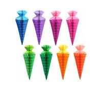 YIPFEN School Decoration Colourful - Pack of 8 Honeycomb Candy Balls - Adhesive Back-free Wall Mounting - School Cone & Room Decoration for School Year Start & Motivational Learning Atmosphere