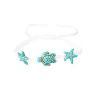 yipima Boho Turtle Charm Anklet for Women Handmade Adjustable Wax Rope Braided Starfish Sea Turtle Turquoise Ankle Bracelets for Women Waterproof, One Size, Stone, no gemstone