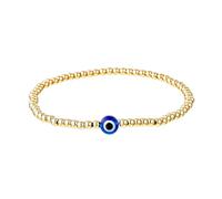 yipima Evil Eye Anklet for Women Handmade Gold Tone Stretch Beaded Stainless Steel Evil Eye Charm Ankle Bracelets for Women Waterproof, One Size, Metal, no gemstone