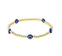 yipima Evil Eye Anklet for Women Handmade Gold Tone Stretch Beaded Stainless Steel Evil Eye Charm Ankle Bracelets for Women Waterproof, One Size, Metal, no gemstone