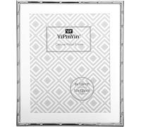 YiPinYin 10x12''Bamboo Detail Silver Metal Photo Frame with Acid Free Mat for 8x10'',Elegant Narrow Silver Plated 8x10'' Photo Frames 10x12'' With Velvet Backing for Desktop and Wall Décor