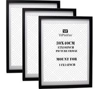 YiPinYin 30x40 Black Picture Frames 3 Pack, with Acid Free Mount For 11x14 | Boxed gallery poster frames,12x16 picture frame, ideal for wedding, graduation, christmas & home decorative displays