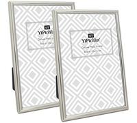 YiPinYin 4x6'' Simply Silver Metal Picture Frame 2pack, Elegant Silver Plated Photo Frames 4 x 6'' With Soft Touch Velvet Backing for Desktop and Wall Décor