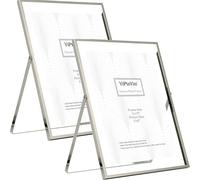 YiPinYin 8x10''Floating Frame Silver Set of 2 For Photo Sizes 5x7,6X8,7x9'', for Desktop/Shelf Display Silver Plated Frame for Gift Choice of Wedding, Christmas,Birthady.
