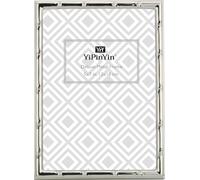 YiPinYin Classy 5x7'' Bamboo Detail Silver Metal Picture Frame, Elegant Silver Plated Baby Nurse Photo Frames 5x7'' With Soft Touch Velvet Backing for Desktop and Wall Décor(Silver)