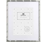 YiPinYin Classy 8x10'' Bamboo Detail Silver Metal Picture Frame with Mat for 5x7'', Narrow Silver Plated Photo Frames 5 x7'' With Soft Touch Velvet Backing for Desktop and Wall Décor(Silver)